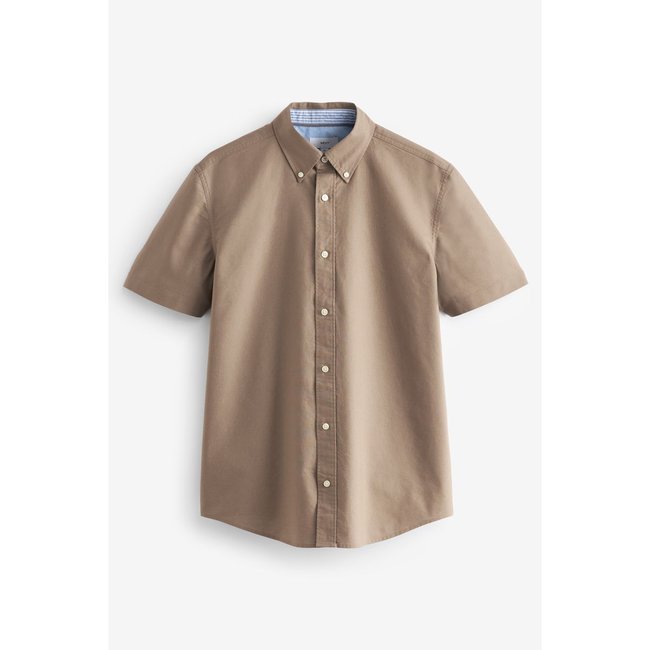 Chemise oxford standard à manches courtes grège <span itemprop=