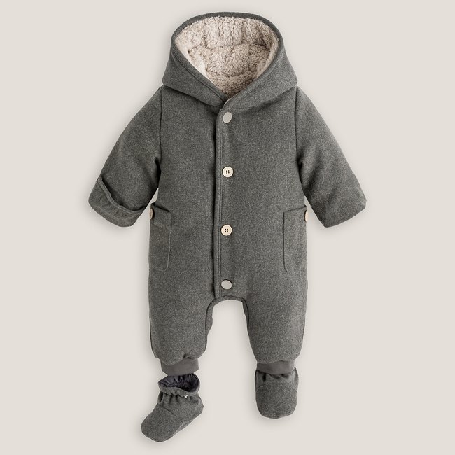 Combipilote à capuche doublée sherpa gris anthracite <span itemprop=