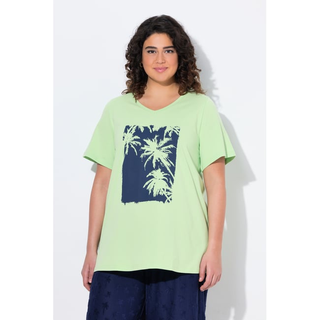 T-shirt à motif palmiers vert <span itemprop=