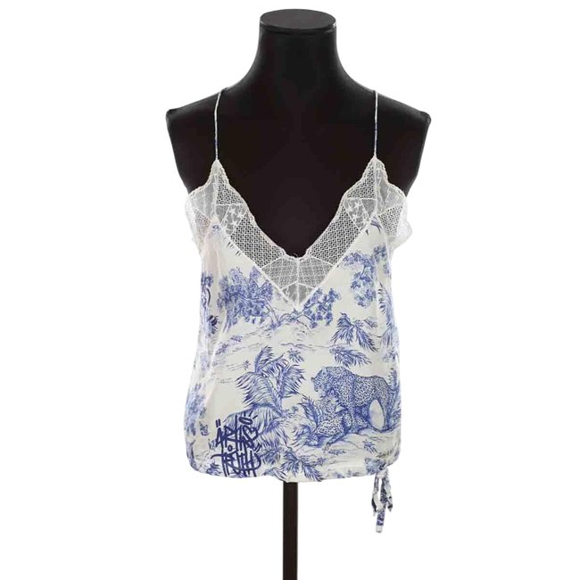 Top sans manche en soie - Très Bon État bleu <span itemprop=