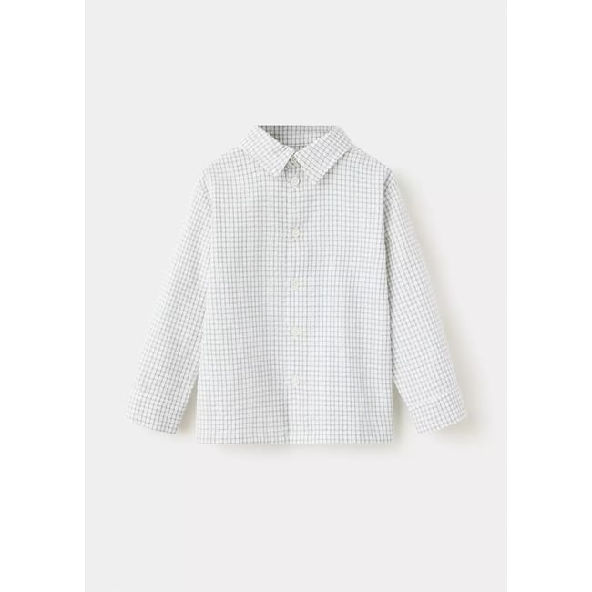 Chemise droite carreaux blanc cassé <span itemprop=