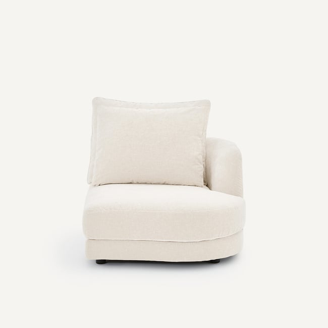 Demi-canapé droit, arrondi, modulable en velours chenille, TIBERIO - AM.PM