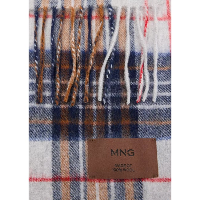Écharpe laine carreaux gris <span itemprop=