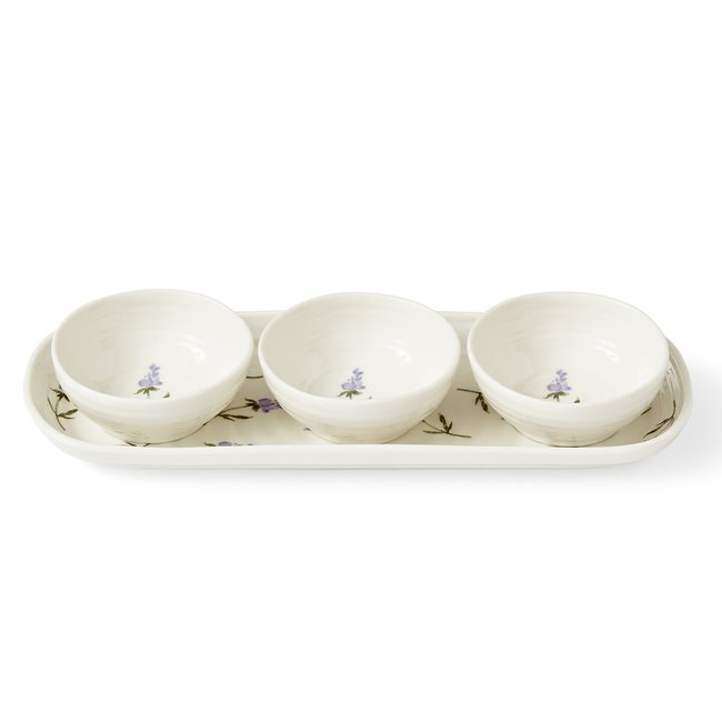 Set of 3 Lavandula Dip Bowls & Tray, white, SOPHIE CONRAN FOR PORTMEIRION