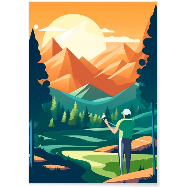 Affiche Illustration Golf Couleur blanc <span itemprop=