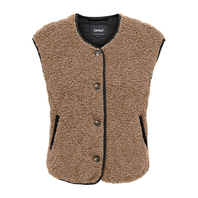 Sherpa Sleeveless Jacket, camel, ONLY