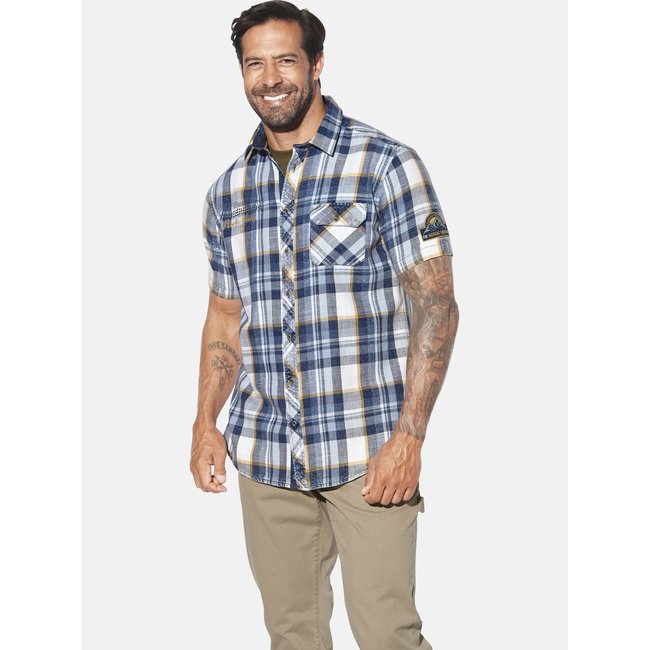 Chemise à manches courtes INGOLOF bleu à carreaux <span itemprop=