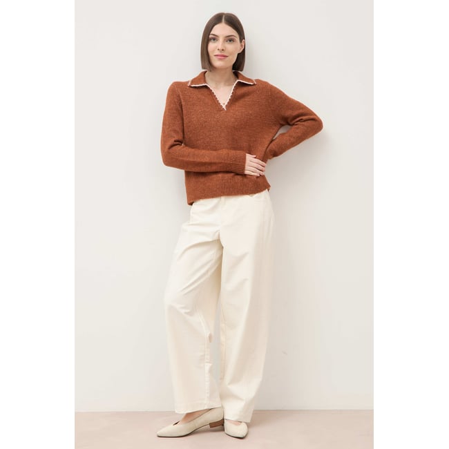 Pantalon coupe regular ecru <span itemprop=