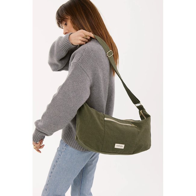 Borsa crossbody in tela CHARLOT kaki RIVE DROITE PARIS