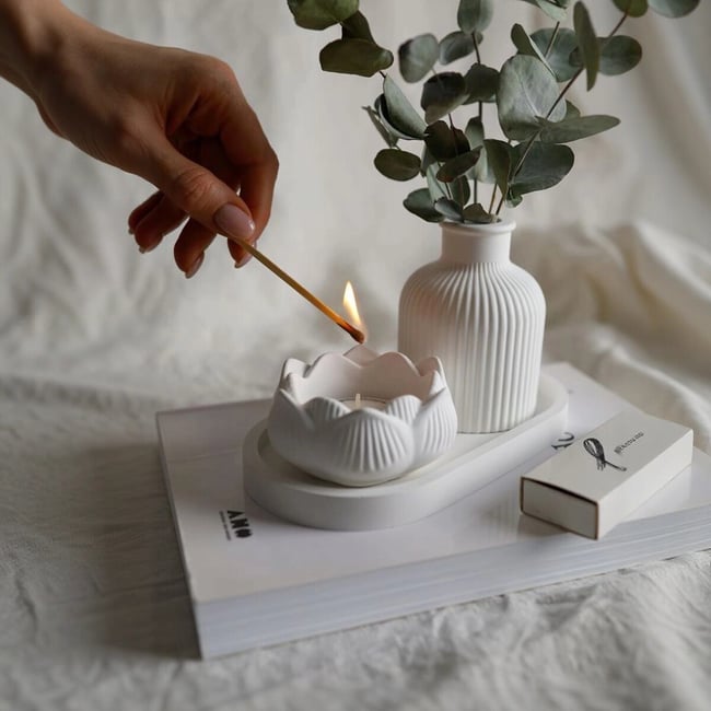 Свечи, набор из 3 шт Gold Paint Tealight / Голд Пейнт Тилайт белый SO'HOME
