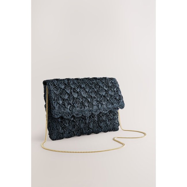 Pochette aspect paille noir <span itemprop=