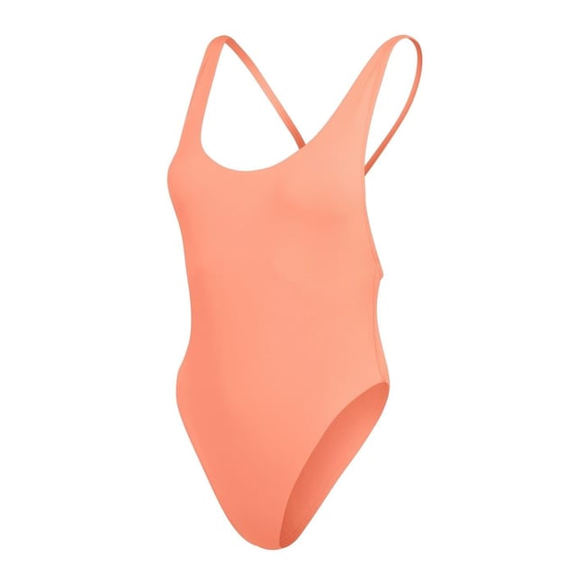 Maillot de bain 1 pièce motif/style uni pêche <span itemprop=