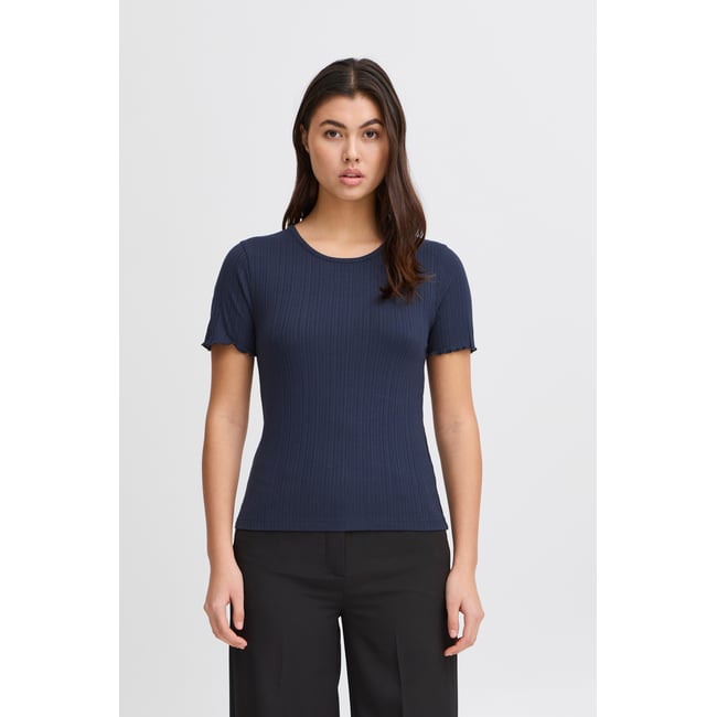 T-shirt manches courtes, coupe ajustée, col rond - ICHI