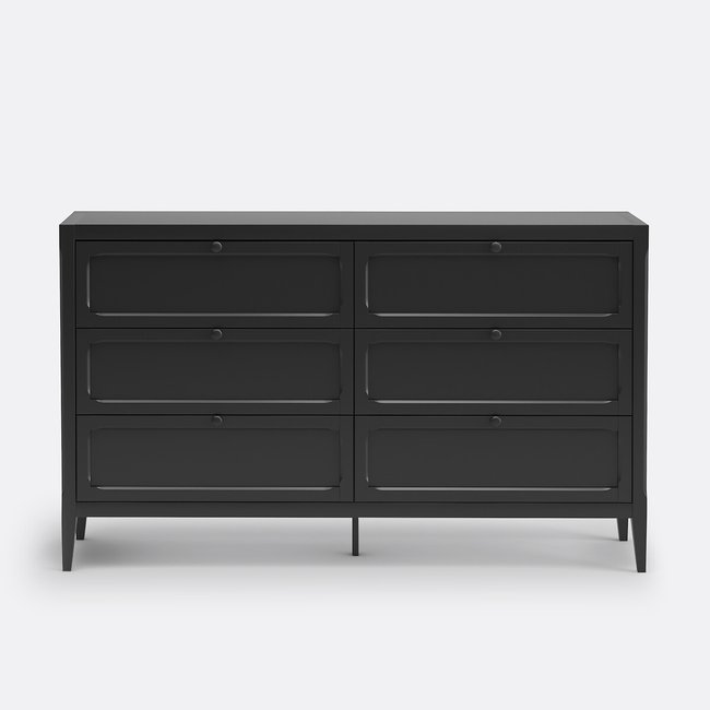 Commode 6 tiroirs, Eugénie noir <span itemprop=