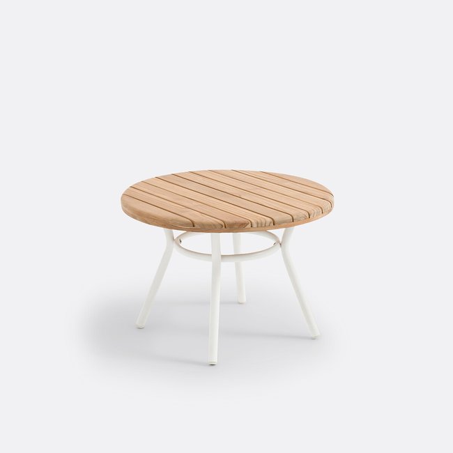 Loungetisch Chassagne, Aluminium/Teak massiv weiss/natur <span itemprop=