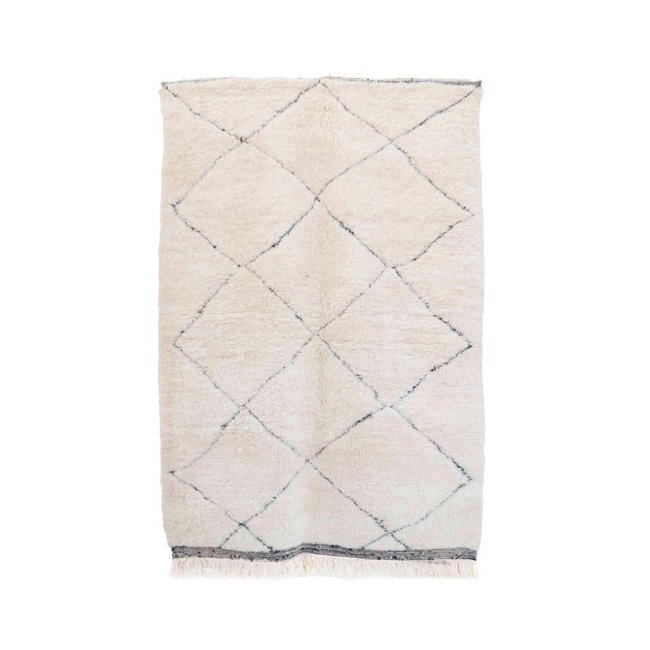 Tapis berbère marocain pure laine 161 x 242 cm Couleur beige clair <span itemprop=