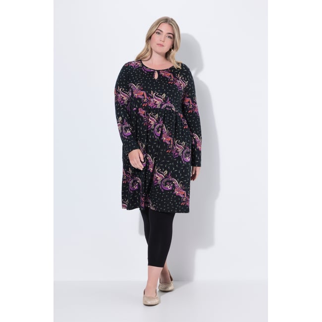 Robe en jersey motif cachemire noir <span itemprop=