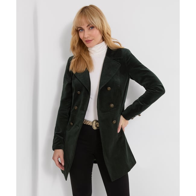 Manteau Croisé en Moleskine Esme vert <span itemprop=