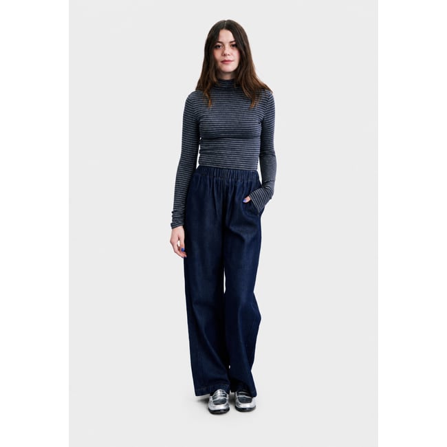 Pantalon Minoo en coton MINOO bleu marine <span itemprop=