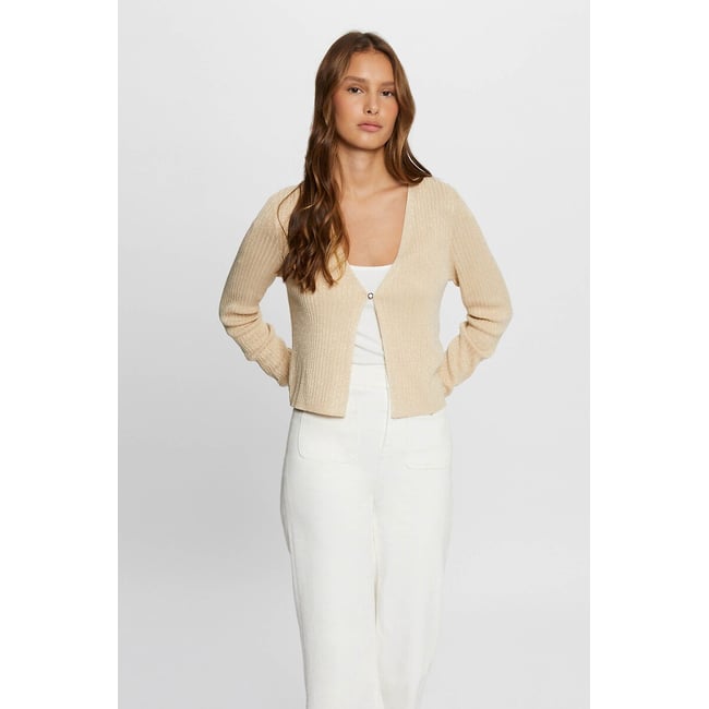 Gilet manches longues à col V doré <span itemprop=