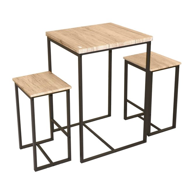 Table haute avec tabourets industrielle Dock Couleur noir <span itemprop=