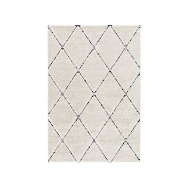 Tapis poils long style bohème, OPHELIE Couleur gris clair <span itemprop=
