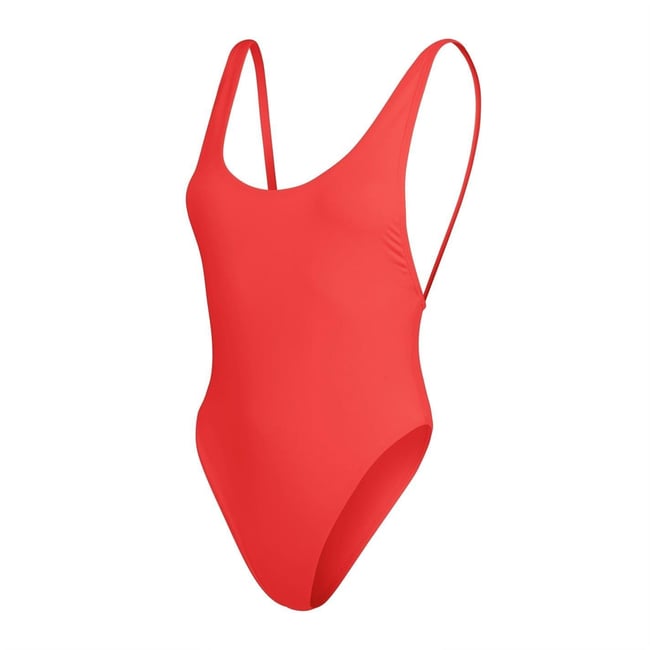 Maillot de bain 1 pièce motif/style uni rouge <span itemprop=