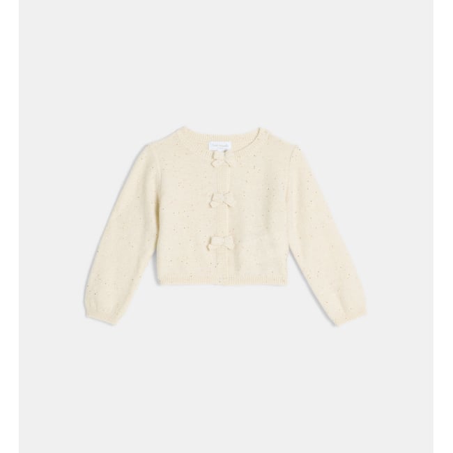 Cardigan viviane maille pailletée écru doré <span itemprop=