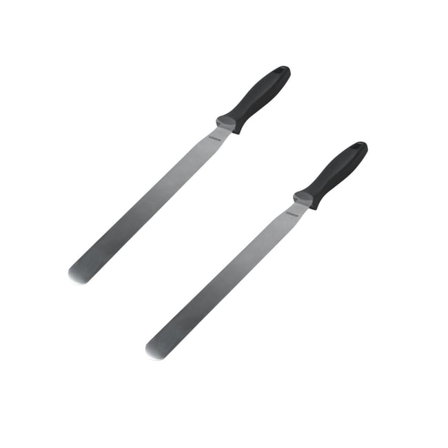 Ensemble de 2 Spatules à crêpes inox PÂTISSERIE gris|noir <span itemprop=