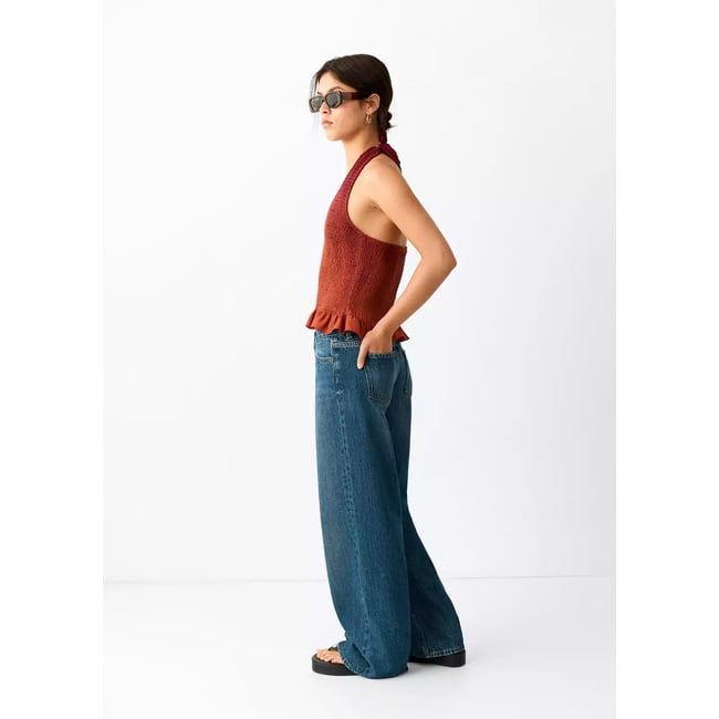 Jean droit croisé bleu moyen vintage <span itemprop=