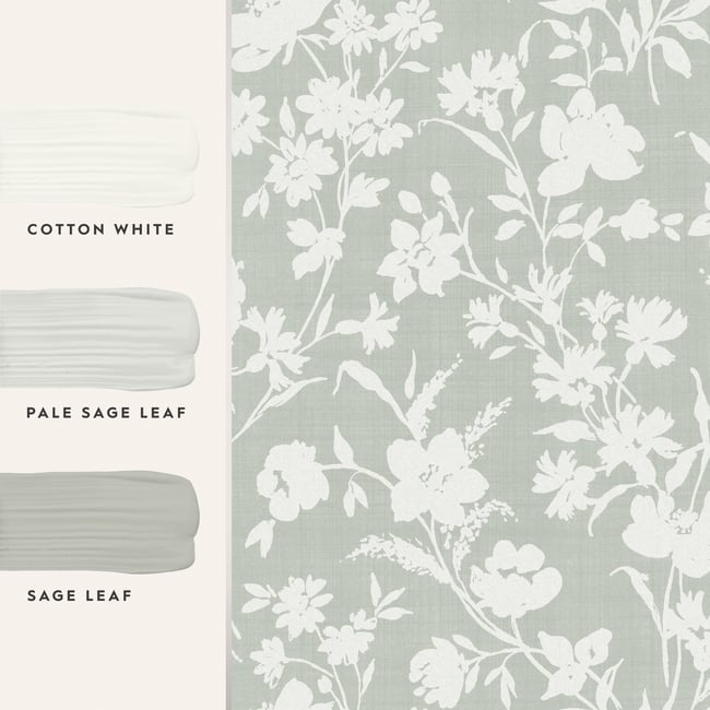 Papier peint Fleurs Rye Sage Couleur vert sauge <span itemprop=