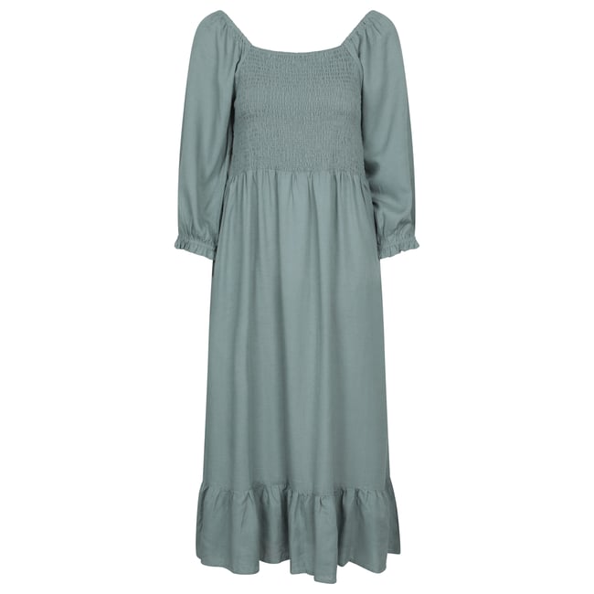 Robe mi-longue manches longues CADIZ vert kaki <span itemprop=