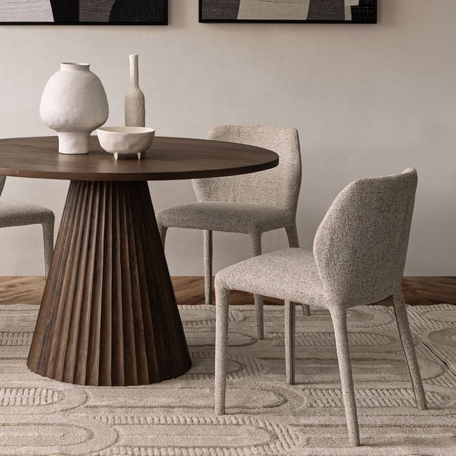 Chaises de salle à manger en tissu moucheté beige (lot de 2) - LILY Couleur beige <span itemprop=