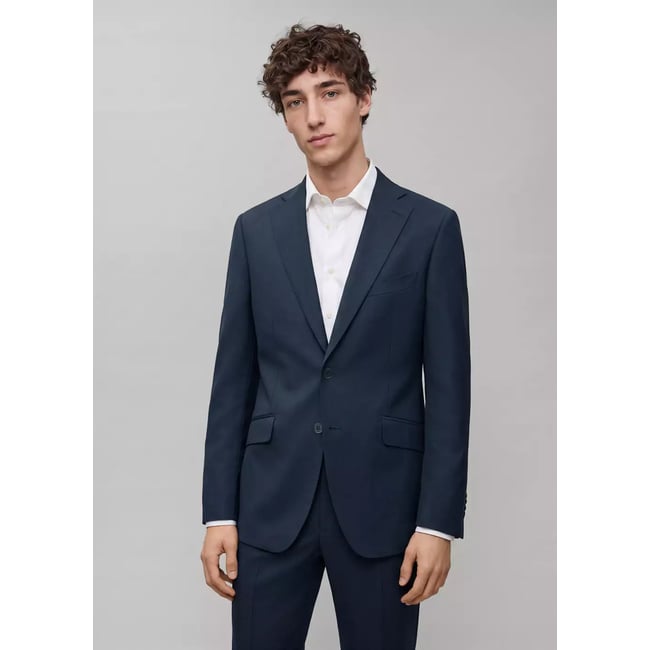 Blazer en viscose mélangée bleu marine <span itemprop=