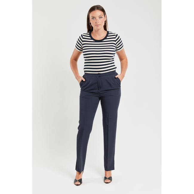 Pantalon taille élastiquée en gabardine DISCO marine(690) <span itemprop=