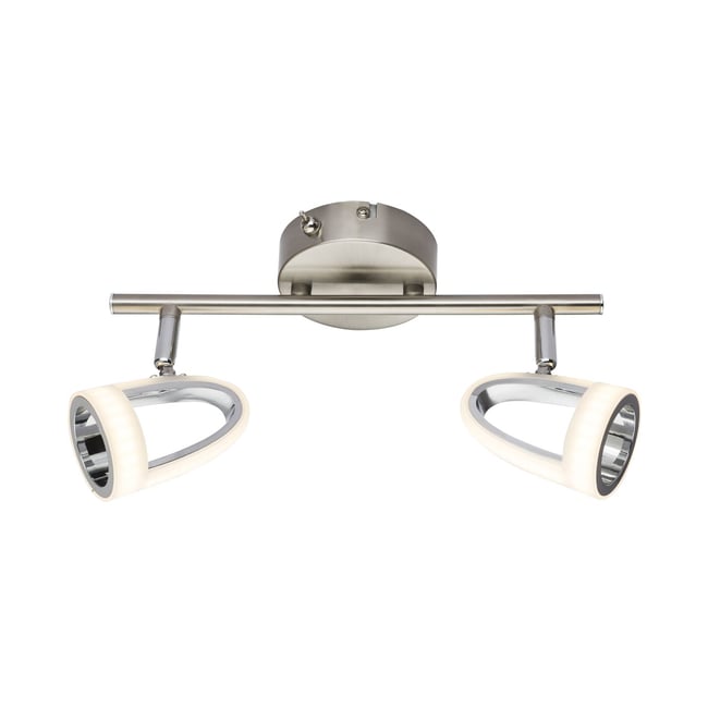 Plafonnier 2 spots LED design moderne RODRIK Couleur argent <span itemprop=