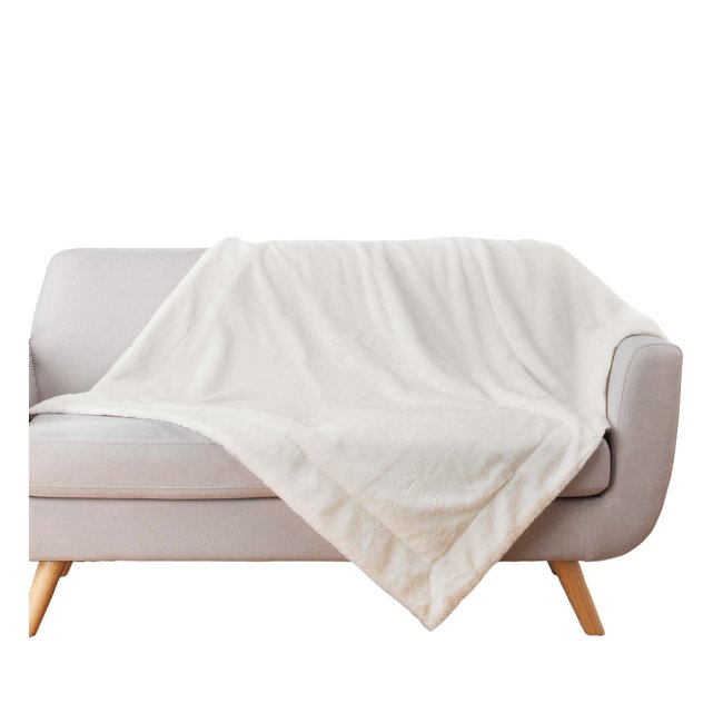 Plaid a poils doux Caresses creme <span itemprop=