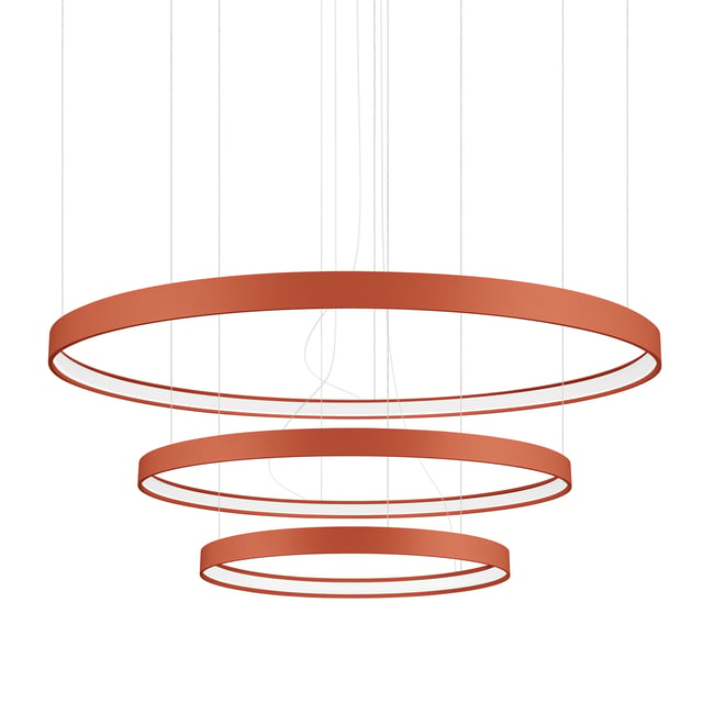 Lustre Aluminium Ocre Rouge LED 3 Rio Couleur ocre rouge <span itemprop=
