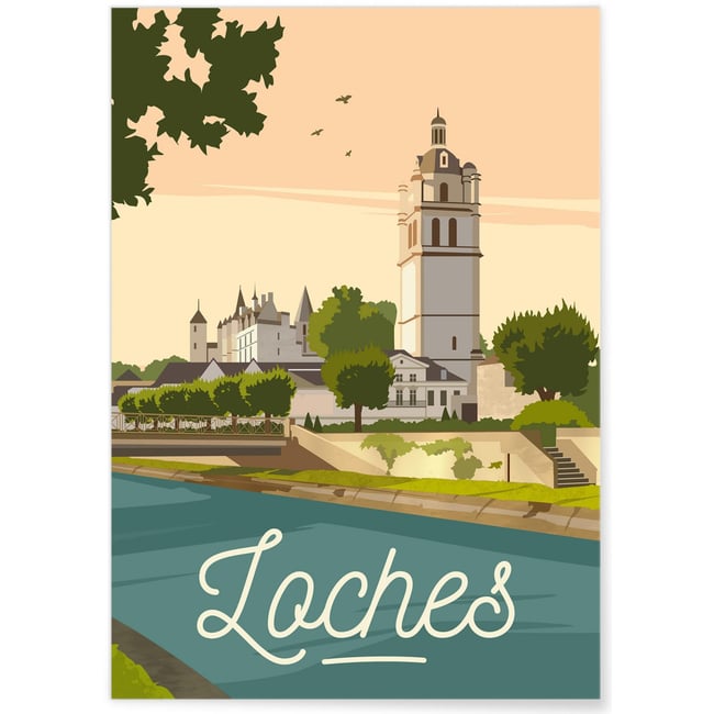 Affiche ville Loches Couleur blanc <span itemprop=