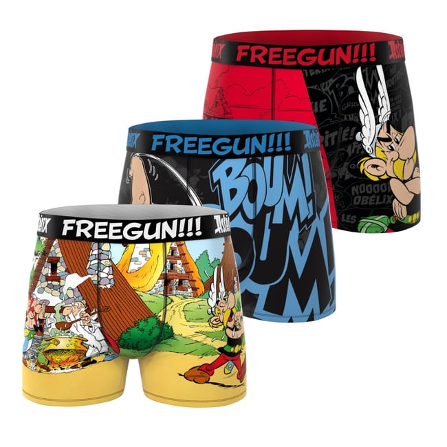 Lot De 3 Boxers Asterix jaune/rouge/noir/bleu <span itemprop=