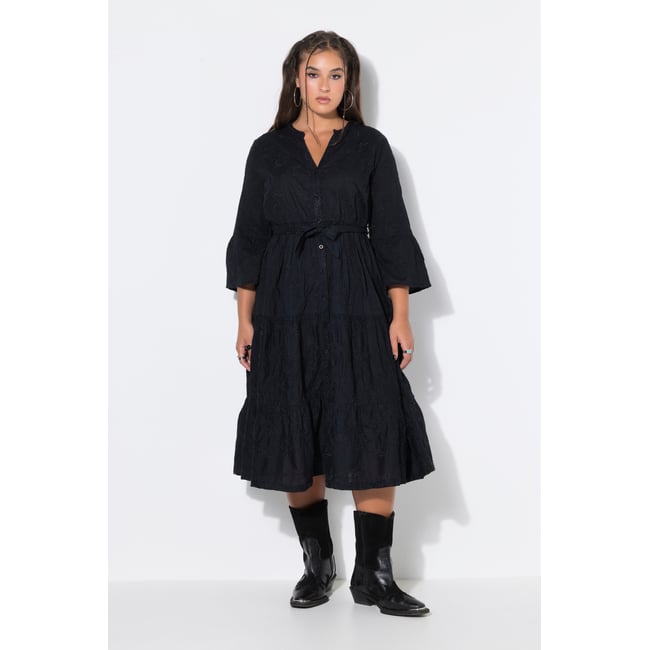 Robe midi, coupe confortable noir <span itemprop=