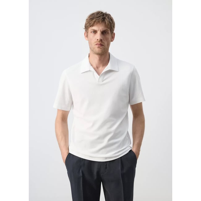 Polo slim fit en piqué de coton mélangé - MANGO MAN