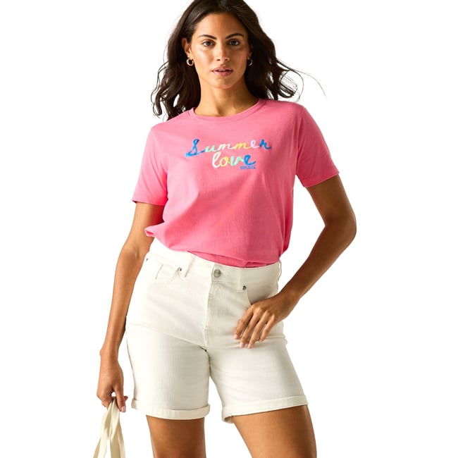 T-shirt manches courtes motif/style imprimé FILANDRA rose imprimé <span itemprop=