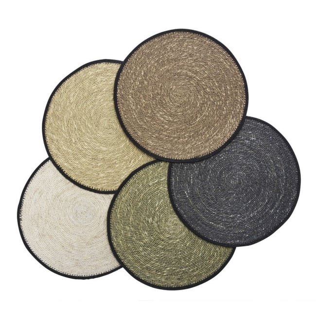 Set de table rond jonc de mer  set de 5 multicolore <span itemprop=
