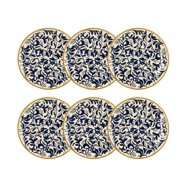 Lot de 6 assiettes à dessert à motif en grès 19cm, HERACLEE - NOVASTYL