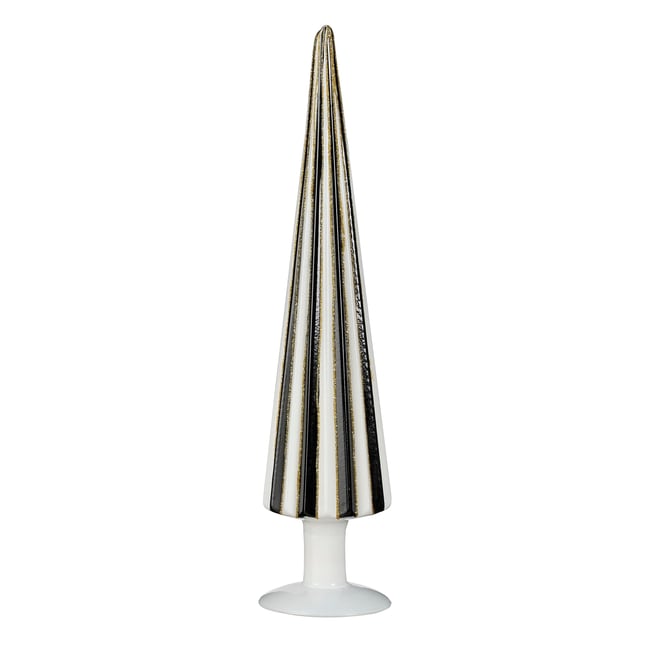 Sapin de Noël décoratif avec imprimé à rayures SEREY Couleur blanc <span itemprop=