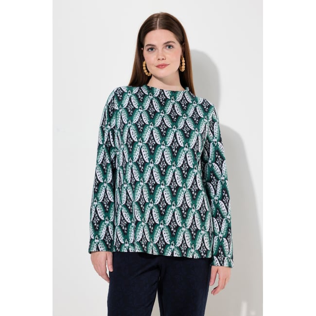 Sweat-shirt en coton bio, motif Jacquard marine <span itemprop=