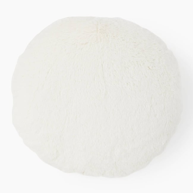 Coussin rond, 40cm de diamètre, 100% polyester recyclé blanc <span itemprop=