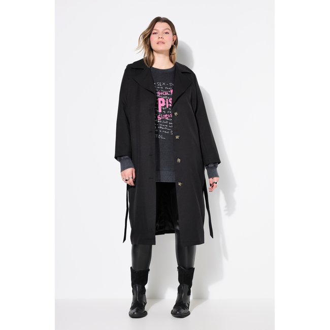 Trench-coat, patte de boutonnage noir <span itemprop=