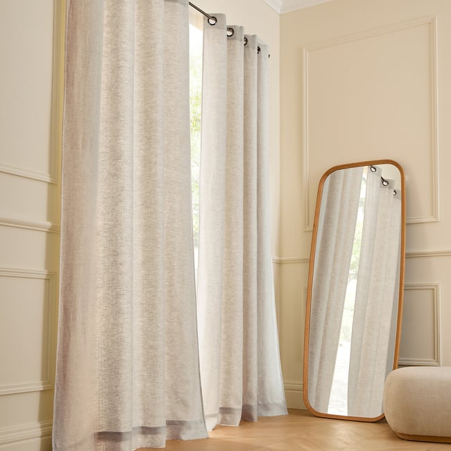 Rideau thermique en lin lavé, finition œillets, PRIVATE naturel <span itemprop=